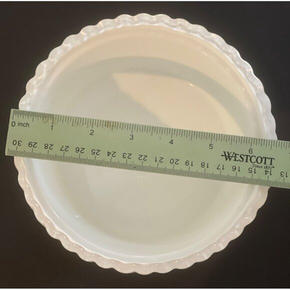 Fenton Milk Glass Compote Spanish Lace Silver Crest Pedestal Vintage 6" x 6.5" - Picture 5 of 12